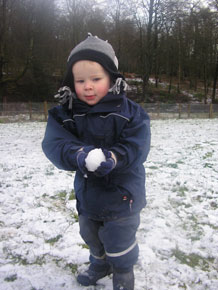 Lewis making snowballs