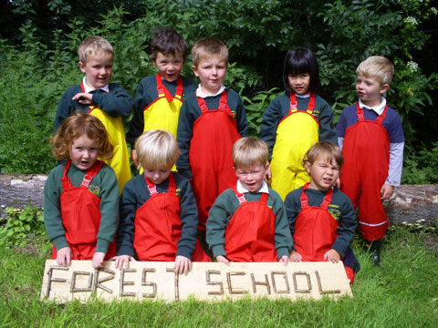 St Peter's School Forest School Group in Scandinavian Dungarees
