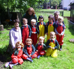 The forest school group together