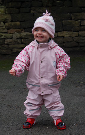 Grace Elizabeth having fun outdoors in her Kiba Rose Kitten Suit