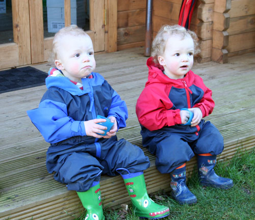 The twins in their Togz taking a break from hard outdoor play!
