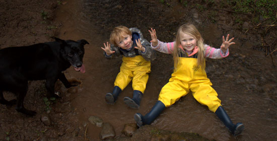 Isaac and Ellie in Waders