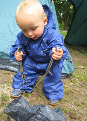 'helping' put up the tent!