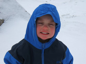 Joshua in the snow in Togz fleecy