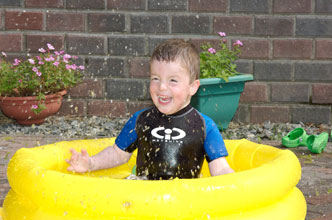 Leon having a good splash!