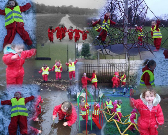 The Waterlily Children playing hard in their Regatta Puddle Suits
