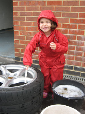 Xanthe all protected in her Regatta Puddle Suit!